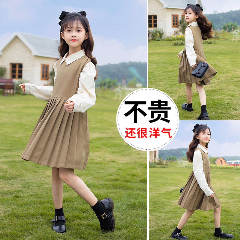Girl Spring Dress Ocean Dress 2022 New CUHK Children Dress Foreign Pie Net Red Sports Skirt Girl Spring Autumn Princess Dress
