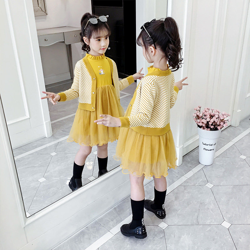 Girls autumn and winter dress 2022 new children's Western style suit skirt spring and autumn little girl sweater princess skirt