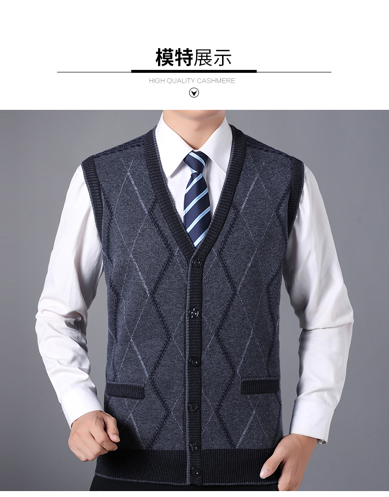 ZERO-ALL áo len trung niên và tuổi già nam cha tải len dệt kim ông già vest vest áo len trung niên