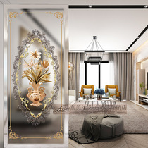 European art glass screen partition Frosted background wall Decorative entrance painting Living room American tempered bathroom door
