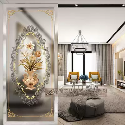 European-style art glass screen partition frosted background wall decoration porch painting living room American tempered powder room door
