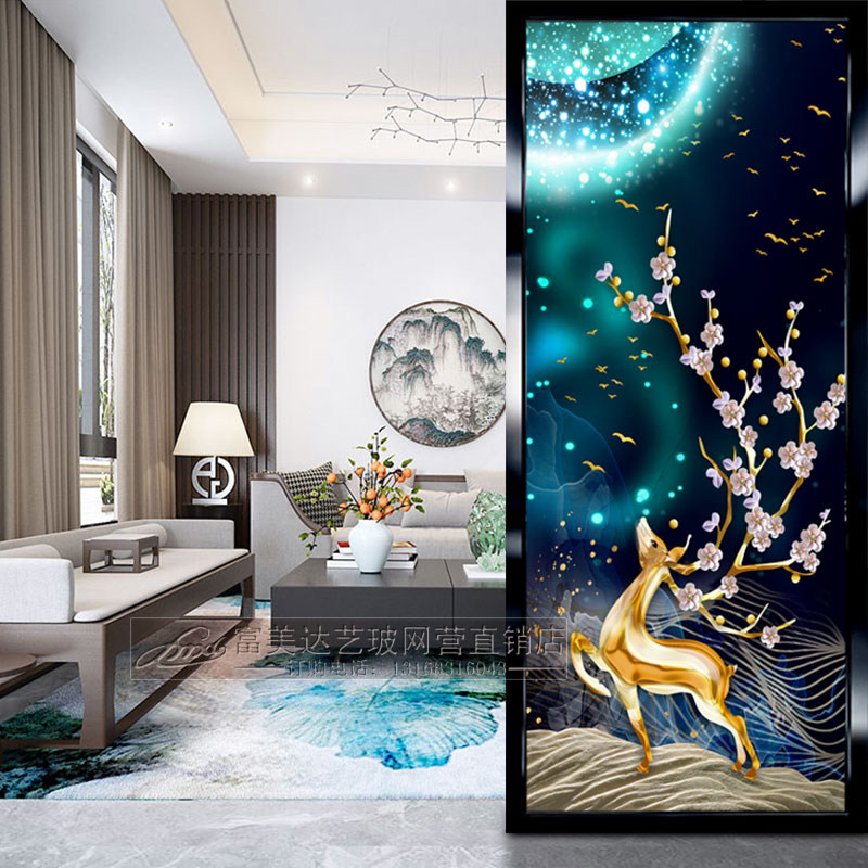 Modern Minimalist Dining Room Art Glass Partition Screen Decoration Light Extravagant waterproof Xuanguan Wall shielded from rich and auspicious