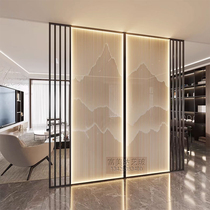 Customized entry door new Chinese style art glass partition screen living room frosted bedroom blocking entrance luminous light strip