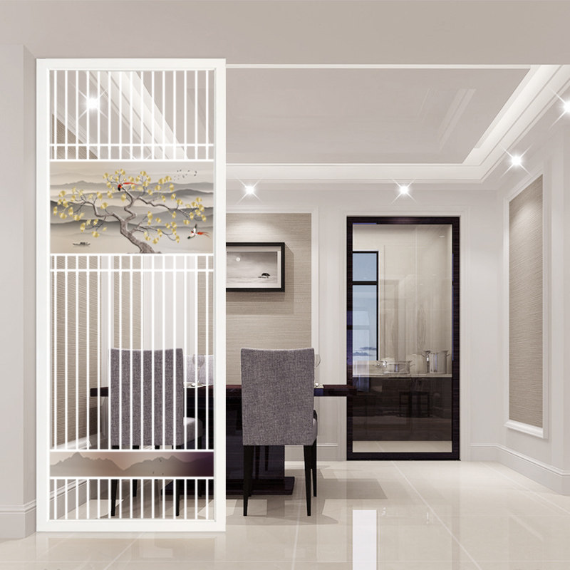 Custom art glass screen partition wall Living room entrance frosted translucent process double-sided shoe cabinet