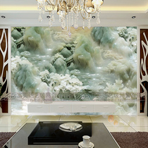 Art glass TV background wall decoration mural carved 3D three-dimensional jade carving modern living room partition screen