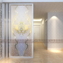 Custom European screen partition living room art glass shoe cabinet Frosted decoration entrance double-sided sliding door carving process