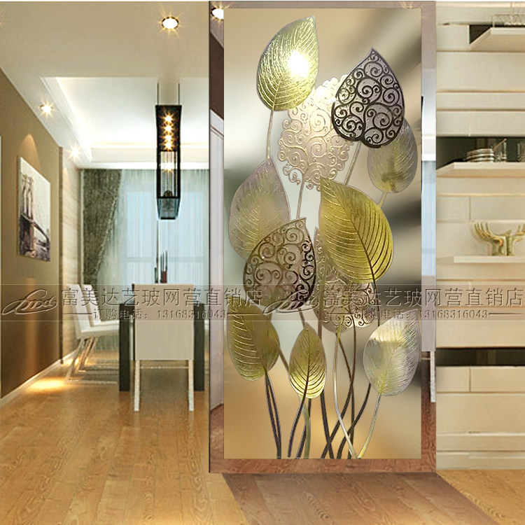 Eurostyle Art Glass Screen Xuanguan Living Room Shoes Cabinet Double-sided Light Transmission Partition Background Wall Carved Crafts Glass