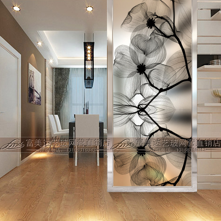Modern Art Glass Partition Frosted Living Room Shoe Cabinet Decoration Double-sided Light Extravagant Screen Custom Genguan Make-up Room Painting