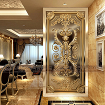 New art glass screen partition living room entrance double-sided glass background wall Nordic seat screen European pattern