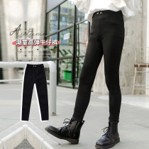 Girls pants slim pencil pants spring and autumn black middle and big kids fashionable casual pants autumn tight small leg pants foreign atmosphere
