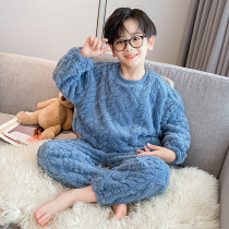 Boys pajamas Fall Winter Flannel Thickened Childrens Coral Velvet Homewear Winter Middle Boy Pajamas Set