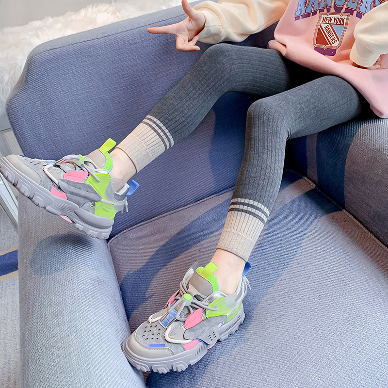 Girl Inside Hitch Pants Spring Autumn Thin outside wearing pure cotton 2022 new children's pants Ocean CUHK Tong Pencil Pants Black