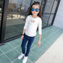 Spring and Autumn girls shirt long sleeve base shirt 3- 4-5-6-7-8-9 sui bao bao hei bai wild top cotton slim