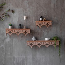 American living room retro log old carved shelf cafe shelf wall decoration rack partition wall hanging