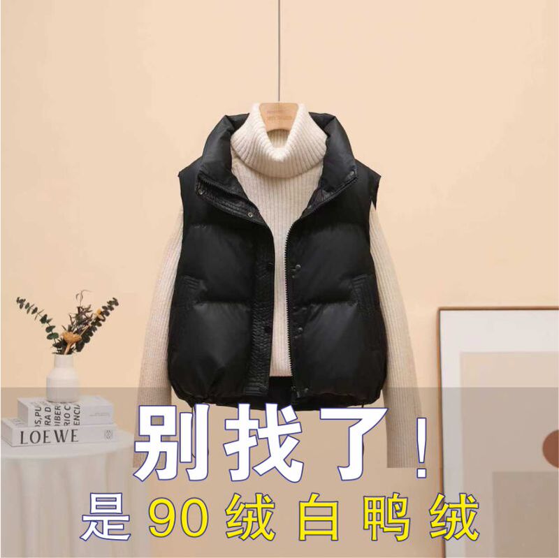 Short down Vest for Petite Women, 2026 Autumn and Winter New Style, No-Wash Stand Collar, Fashionable Vest, Stylish Jacket