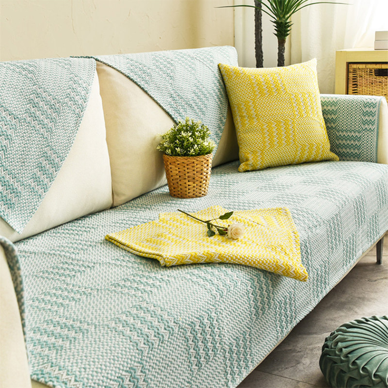 Linen sofa pad four seasons General Nordic Cotton Flash Anti-Sliding Solid Wood cover old coarse cloth cover