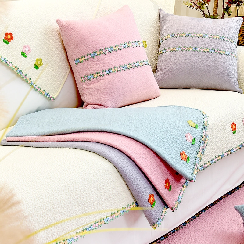 Nordic simple cotton sofa cushion cover cute four seasons of general anti-skating cloth all cotton field small fresh