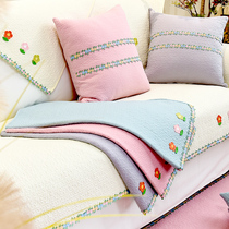 Nordic minimalist pure cotton sofa mat cover towels Cute Seasons Universal Non-slip Cloth Art All Cotton Fields Small Fresh