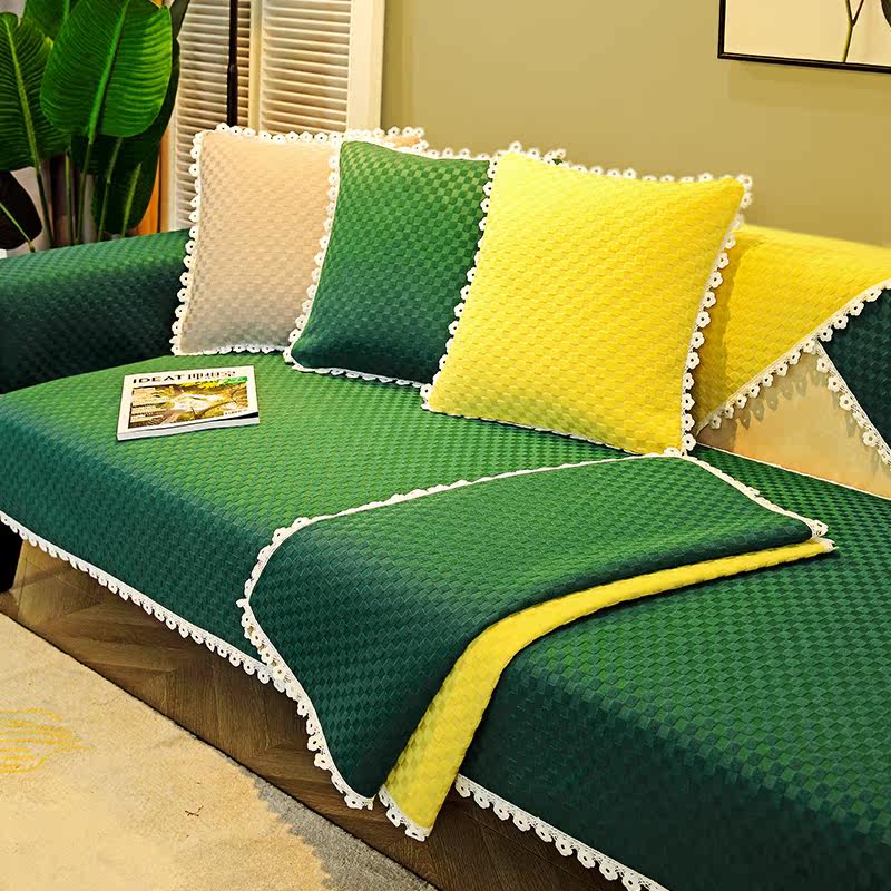 Pure color sofa cushion all season universal non-slip Nordic minimalist knit cotton cushion son modern fashion cover cloth towels