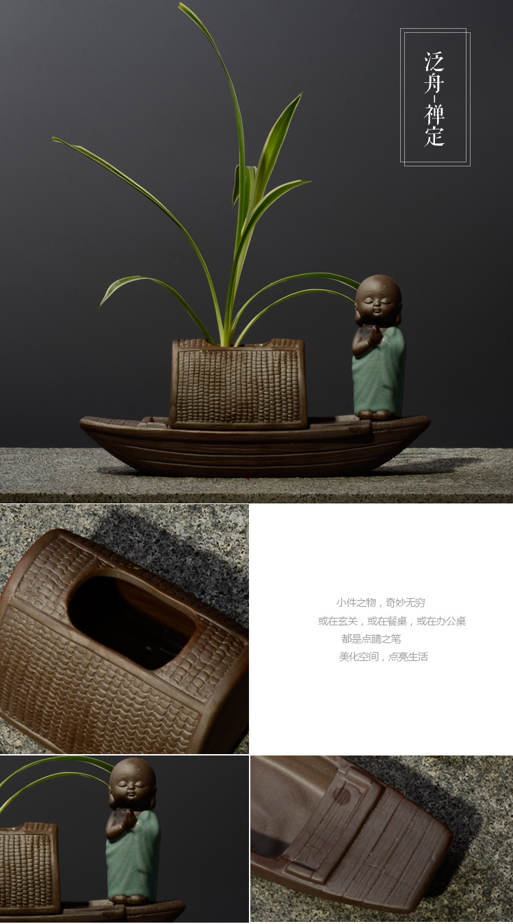 Hoa trang trí nhà trang trí bàn trà hoa màu xanh lá cây chèn nhỏ nhà sư bình gốm thủy canh container hoa chậu - Vase / Bồn hoa & Kệ mẫu chậu cây cảnh đẹp