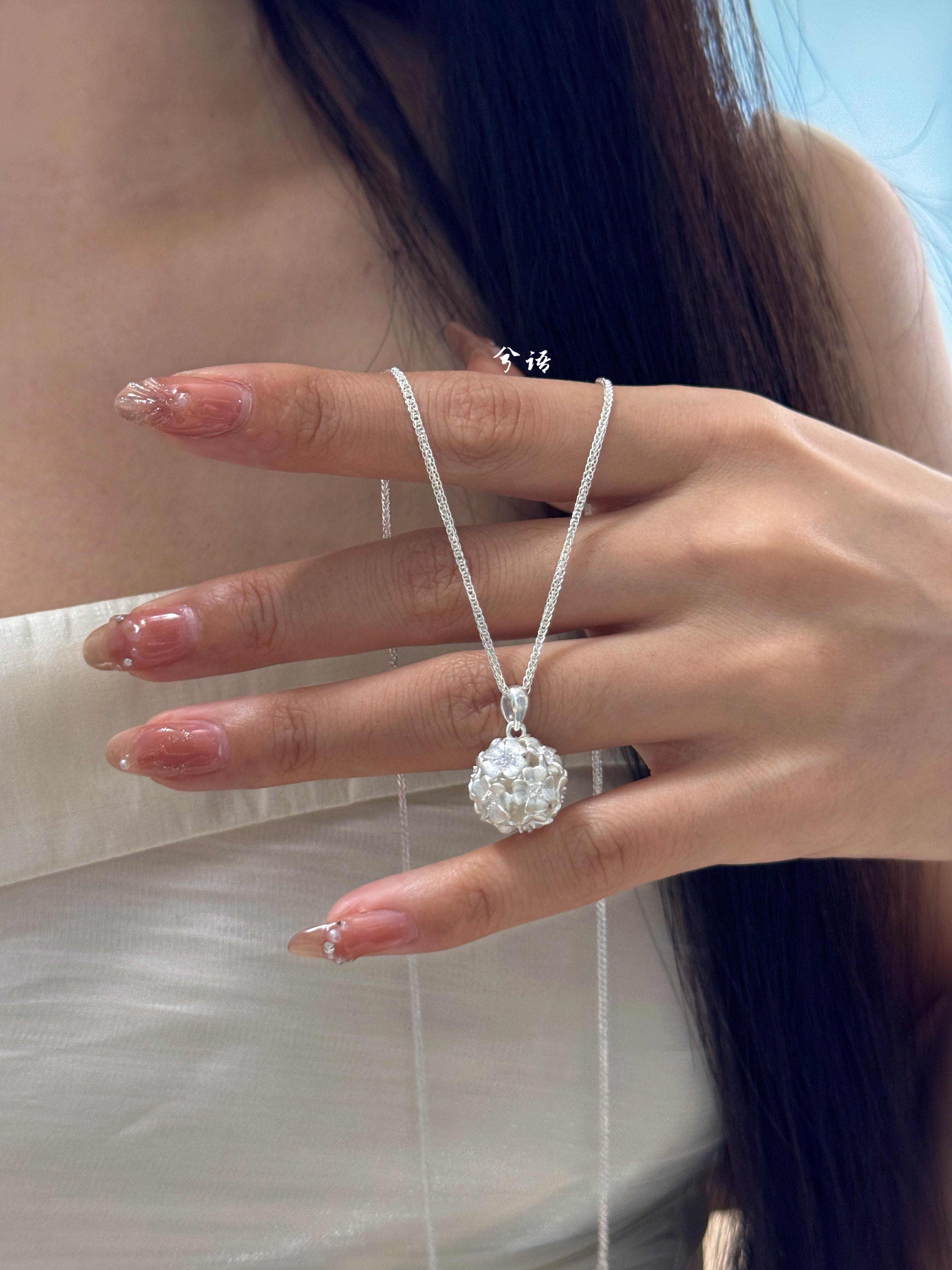 Серебряное ожерелье 兮语「绣球花」足银999.9银项链女时尚民族风纯银新中式国风礼物 Серебряное ожерелье 兮语「绣球花」足银999.9银项链女时尚民族风纯银新中式国风礼物