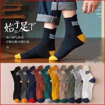 Socks mens cotton spring and autumn socks cotton socks anti-odor and sweat absorption Four Seasons mid-waist sports socks summer thin stockings