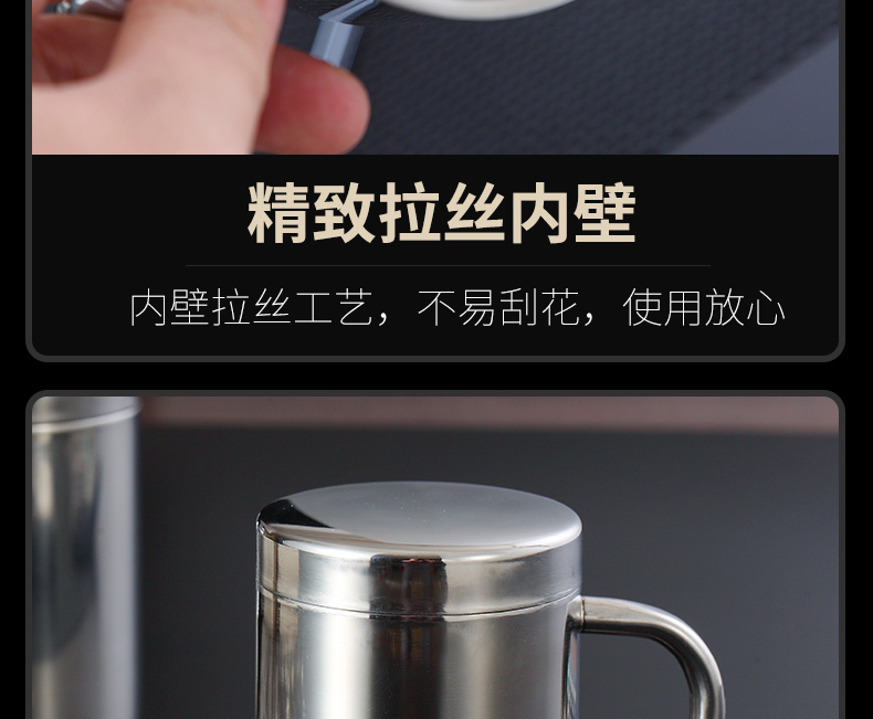Cốc uống nước inox 304 có tay cầm trẻ em hai lớp uống cốc sữa có nắp cốc cho bé ăn sáng - Tách cốc cafe giữ nhiệt