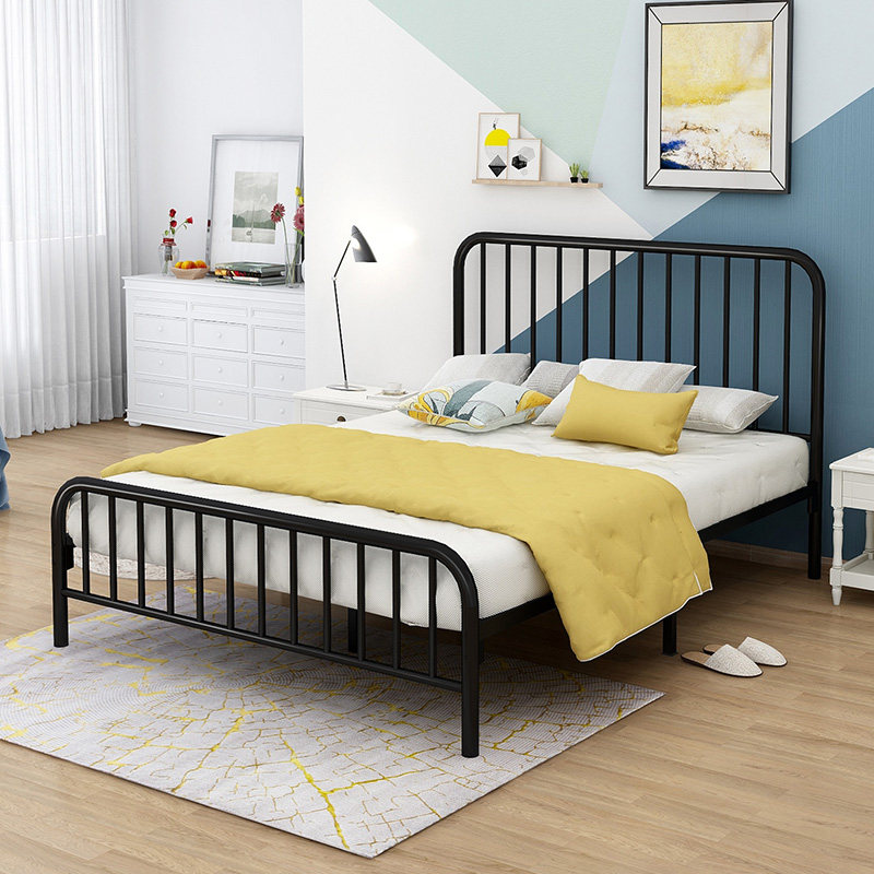 Nordic Iron Art Bed Ins Nets Red Double Man Bed Iron Bed Frame Thickened Light Extravagant Iron Frame Bed Children Princess Bed Modern Brief