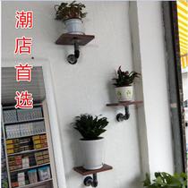 Industrial style barber shop wrought iron solid wood product shelf Retro hairdressing water pipe mirror table Barber hairdressing tool cabinet