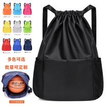 Custom drawstring pocket outdoor fitness backpack mens and womens sports simple lightweight basketball bag storage bag