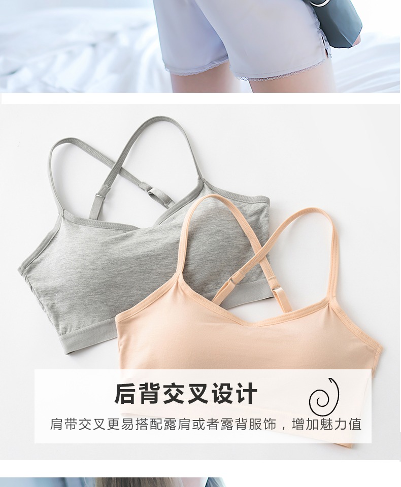 Áo ngực nữ pad ngắn chéo đẹp trở lại sling nhỏ xuống vai đồ lót chống ánh sáng ống hàng đầu bọc áo ngực áo bra tập yoga