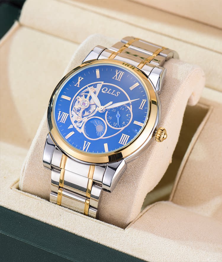 Chillo Watches Men's New Large Dial Fully Automatic Mechanical Watch Hollowed-out Tourbillon Steel Band Male Watch