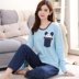 Mùa xuân và mùa thu nữ mới cotton dài tay cộng với phân bón XL chất béo MM đồ ngủ cotton lỏng lẻo dịch vụ nhà đầm ngủ đẹp Giống cái