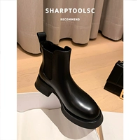 Martens, демисезонные челси на платформе, короткие сапоги, европейский стиль, из натуральной кожи