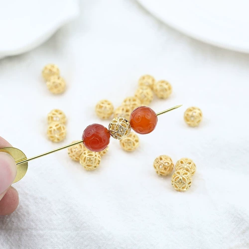 Бусины, украшение-шарик, браслет ручной работы, ожерелье, аксессуар, аксессуары, 18 карат, золотой цвет, 8мм