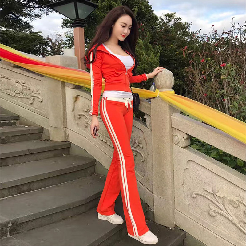 Casual Sports Suit Women Spring Autumn Season 2022 New Fashion Sashimi Slim Horn Pants Two-piece Style Suit