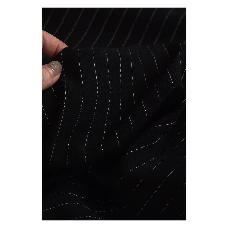Lap Lap Fashion Fabric Pure Black Vertical Stripe Stripe Soft Pituitary Fabric Width 150 cm-Taobao