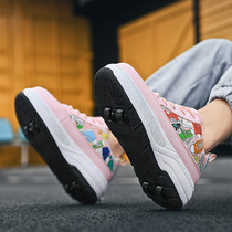 Childrens Heelys shoes girls lightweight sports shoes four-wheel detachable walkable and slippery roller shoes new roller skating shoes