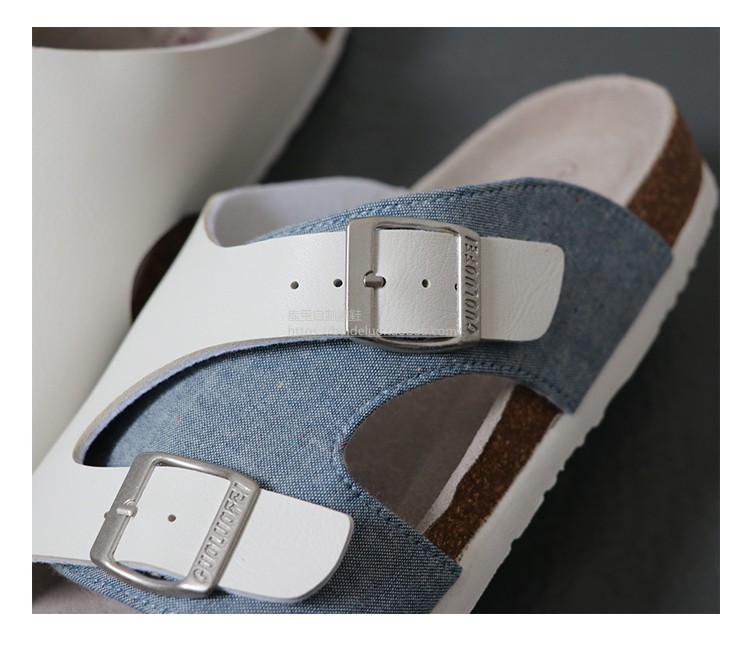 Chất lượng tốt Nhật Bản denim khâu khâu nút chai dép nam ngụy trang dép cỡ lớn - Dép dép kappa