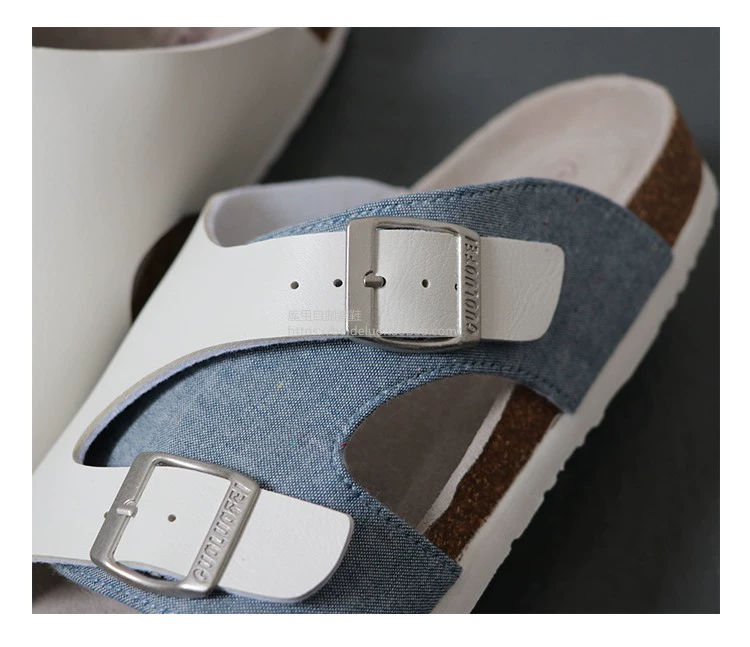Chất lượng tốt Nhật Bản denim khâu khâu nút chai dép nam ngụy trang dép cỡ lớn - Dép dép xỏ ngón nam