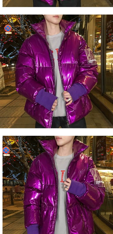 Mùa đông gió bạc mặt sáng cổ áo khoác cotton nam phiên bản Hàn Quốc của nam triều và đôi trẻ mặc quần áo cotton ấm áp
