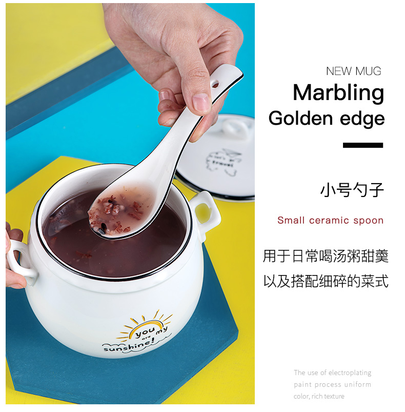 Ceramic household spoon porridge spoon sheng hot pot soup spoon, spoon, creative long handle big spoon, wooden spoon, ltd.