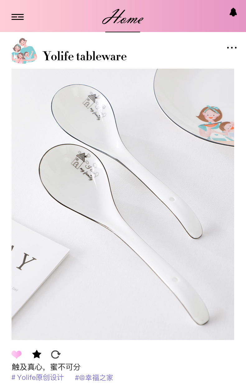 Spoon the big Spoon, large sheng long handle household ceramics Spoon run creativity ultimately responds soup Spoon hot pot of porridge Spoon porridge Spoon