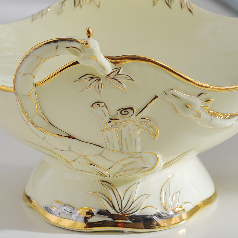 Fruit bowl European - style move household ivory porcelain ceramic sitting room tea table Fruit basket contracted and I creative candy dishes