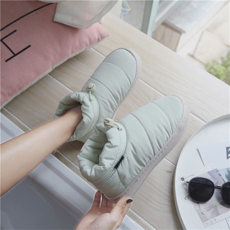 giày độn bông có đế dày gói chống thấm nhà ấm áp mùa đông dép trong nhà tháng của phụ nữ sau sinh trượt dép bông dành cho nam giới - Trang chủ dép mang trong nhà