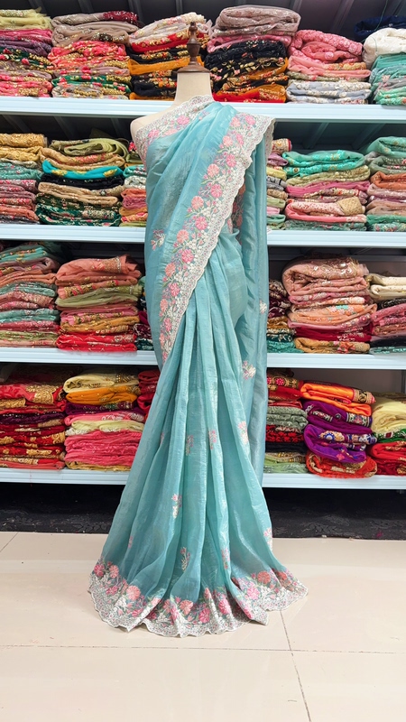 High-End Custom-Made: Indian Sri Lanka 6m Heavy-Duty Beaded Embroidery Saree/  