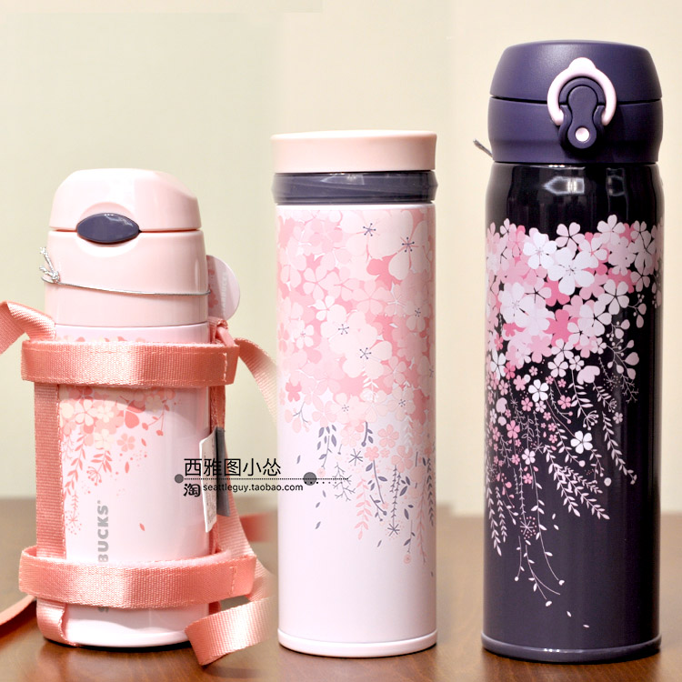 Starbucks cup chính hãng 2018 màu hồng anh đào chai nước thủy tinh bóng nước rơm đánh dấu cốc đi kèm bình nước thể thao