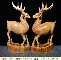 Natural wood carving Wood art root carving crafts Lucky Tibetan antelope home decoration