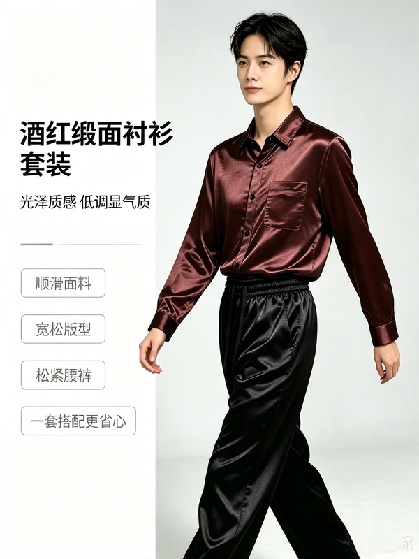 Celebrity-Inspired Black Satin Shirt 2026 Early Autumn Unisex Long-Sleeve High-End Silk Top Loose Shirt Trendy Celebrity-Inspired Black Satin Shirt 2026 Early Autumn Unisex Long-Sleeve High-End Silk Top Loose Shirt Trendy