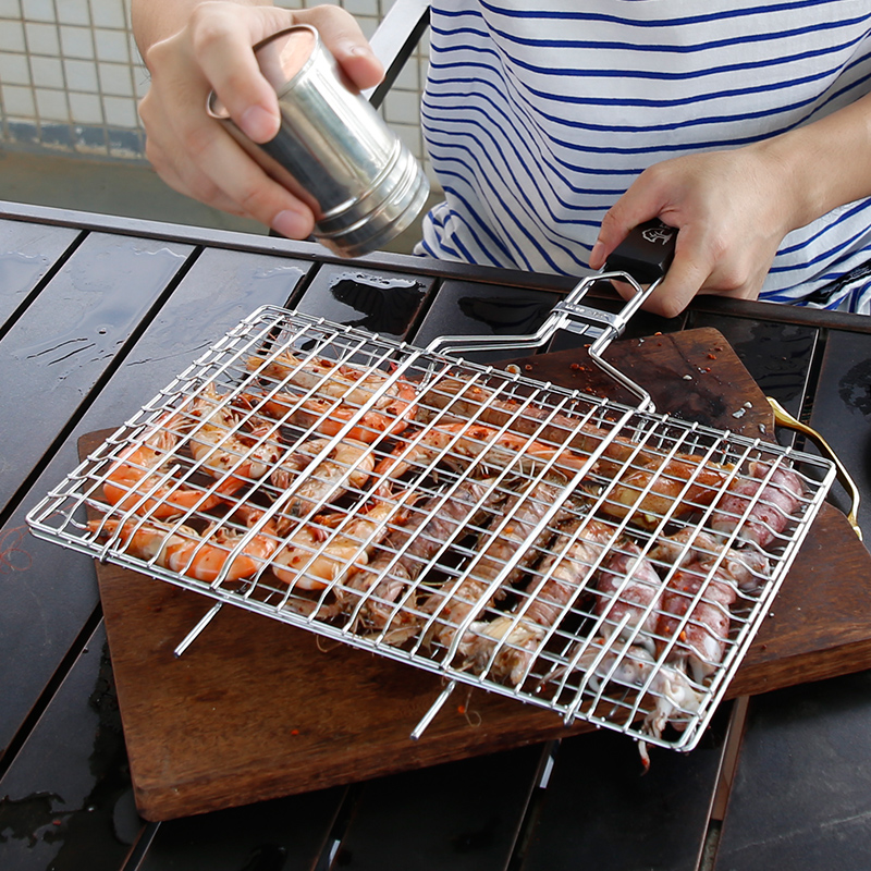 Forest home barbecue equipment grilled fish clip stainless steel splint mesh clip subnet household fish rack Accessories Supplies
